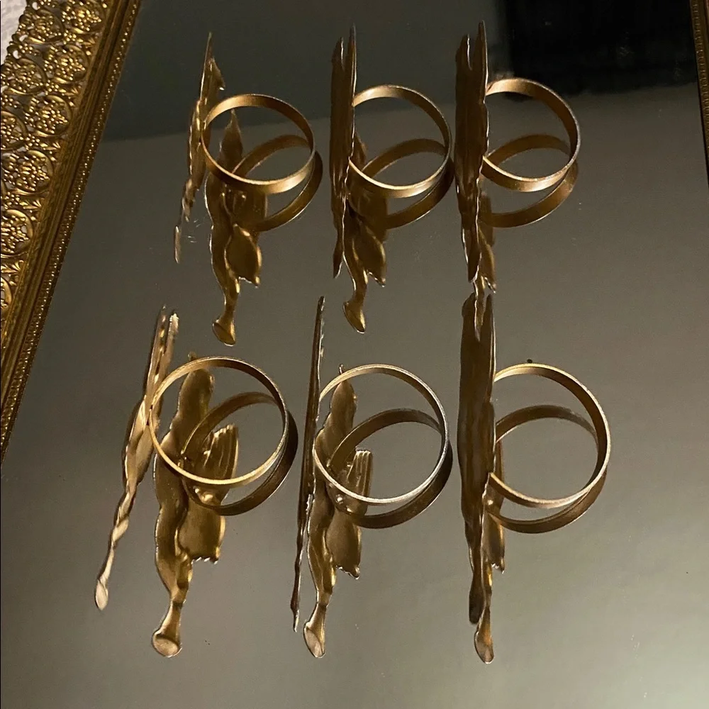 MCM Gold Cupid Cherub Angel Metal Napkin Rings